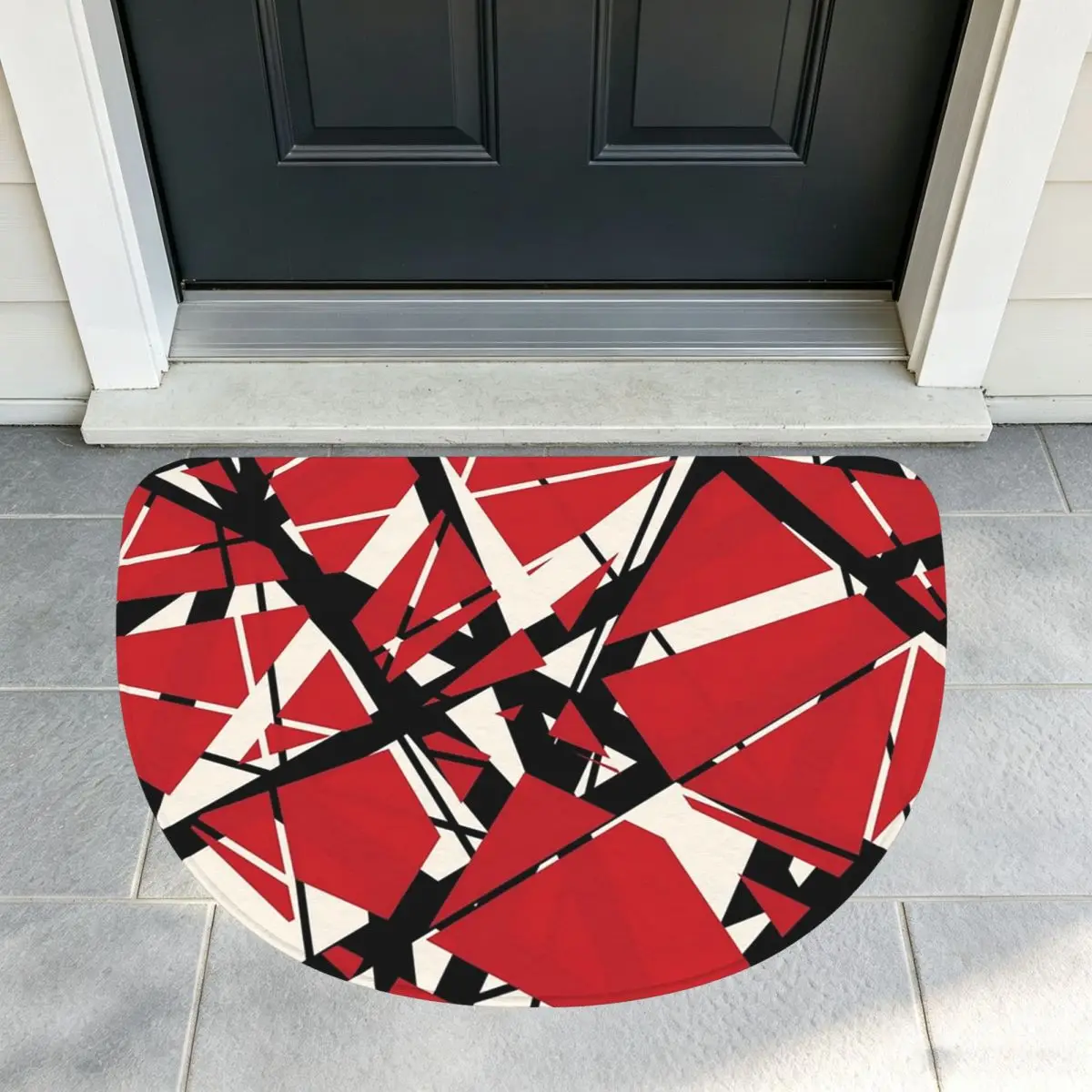 EVH Authentic Stripes Design Soft Flannel Half Round Doormat Non Slip Bathroom Mat Absorbent Floor Carpet for Living Room