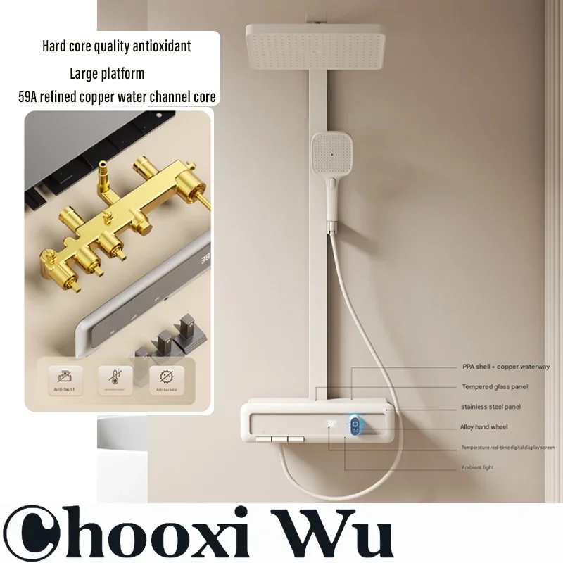 

Smart Digital Display Shower Set Bathroom Rainfall Showers System Set Shower Faucet Full Set Booster Bath Nozzle