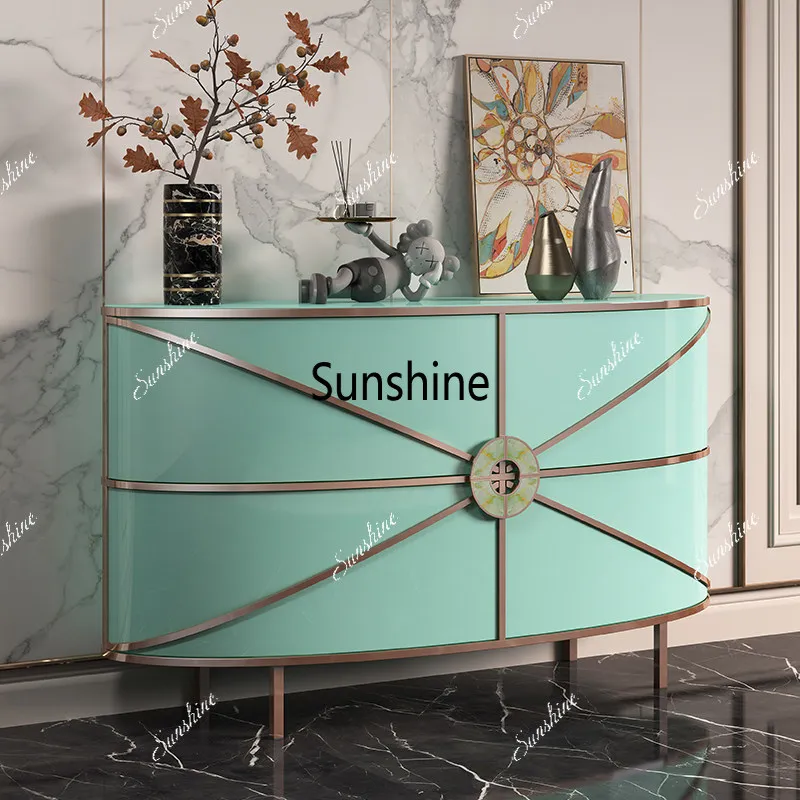 Simple modern light luxury shoe cabinet Italian semi-arc decorative cabinet