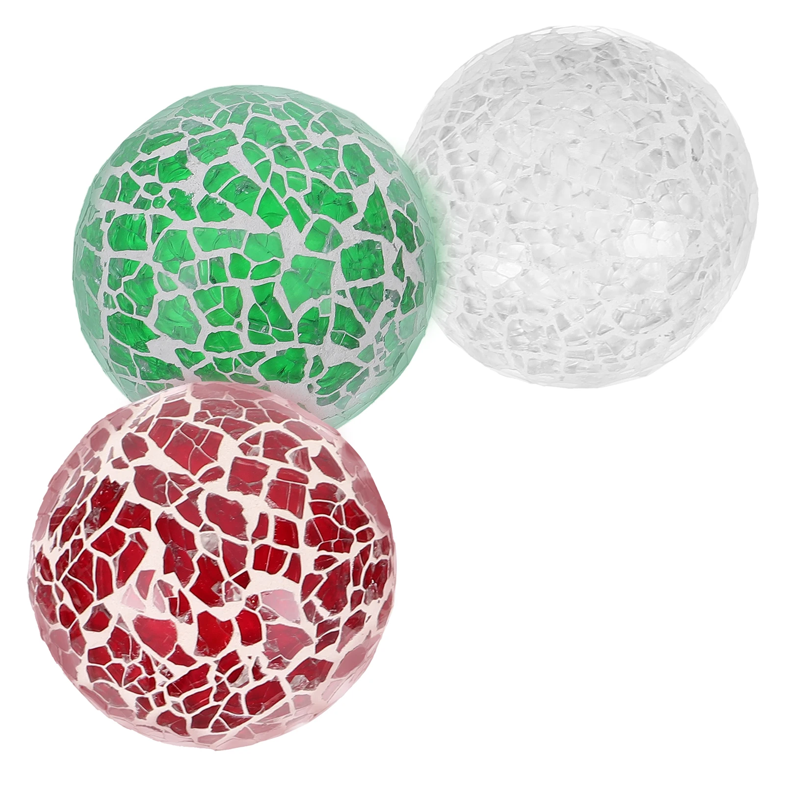 

3pcs Mosaic Decorative Ball 6cm Green Red White Glass Home Party DIY Accessories Tabletop Ornament Modern Holiday Festival