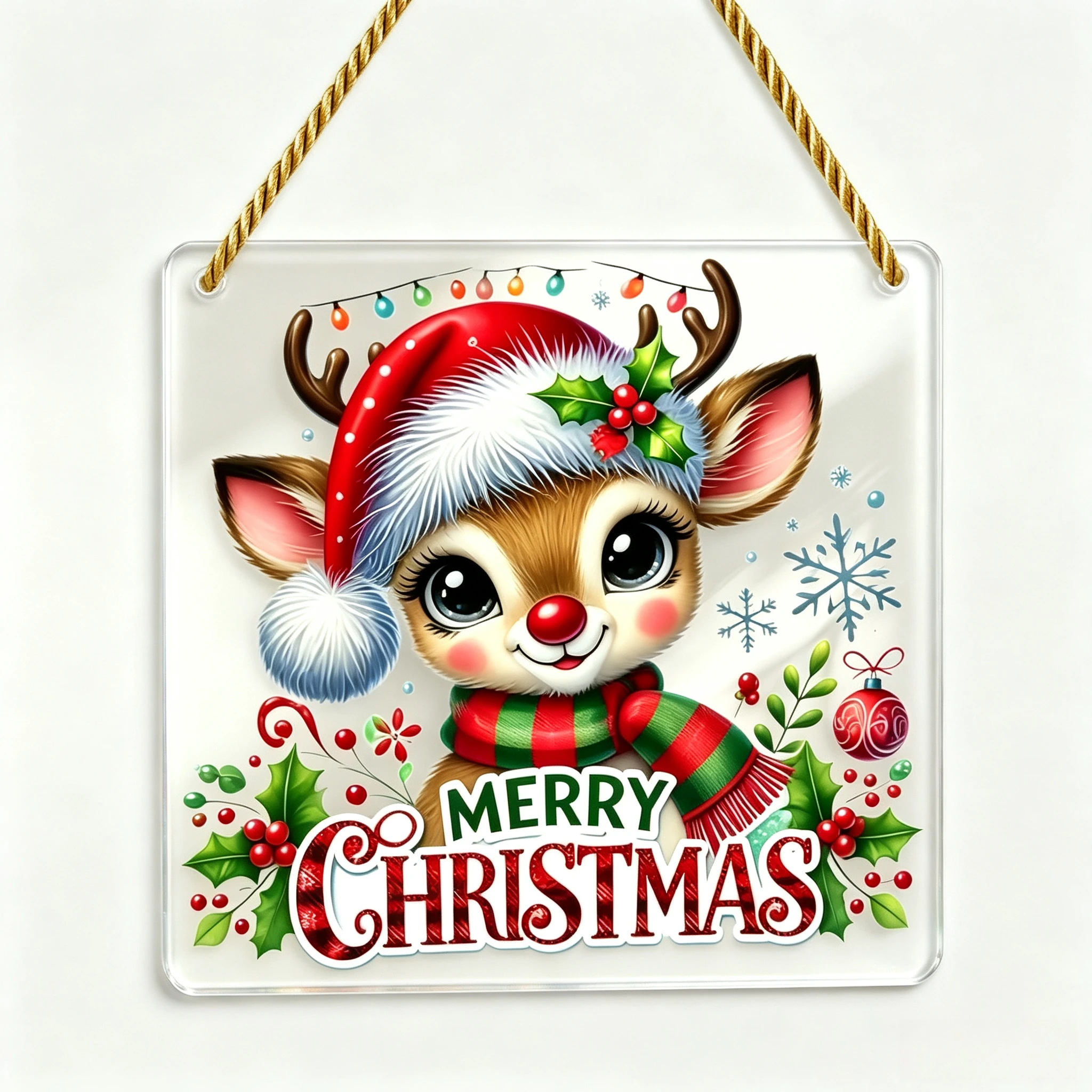 Christmas Reindeer Wearing Hat Scarf Merry Christmas Stand Inspirational Stand Ornament Desktop Decoration Ornament Office Desktop Bar Decoration Colleagues Friends Valentine'S Day Birthday Holiday Gift Young People Healing-Style Desktop