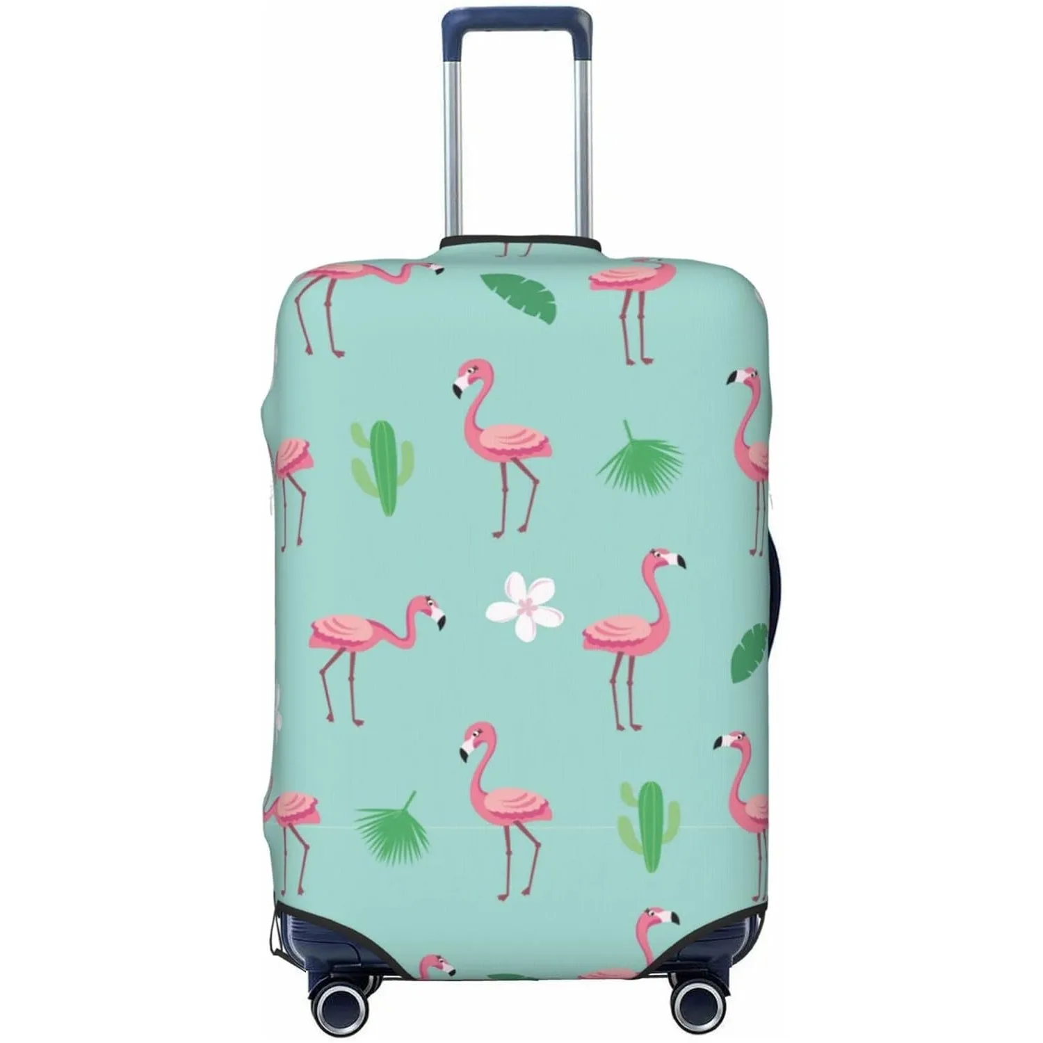 

Highly Elastic Spandex Suitcase Cover Luggage Cover Protector Large Flamingo&Green Leaves Pattern Prints