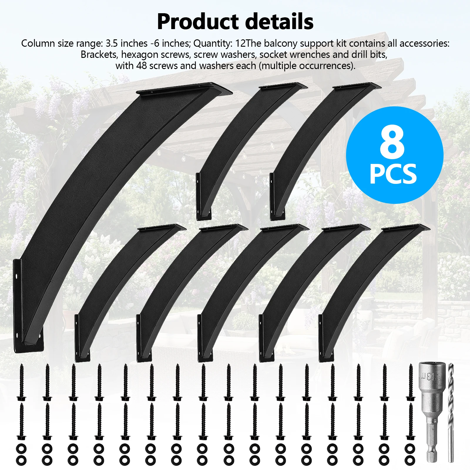 

Кронштейны для деревянных стоек и балок 4x4 дюйма (реальные 3.2x3.2 дюйма) с монтажными винтами для деревянных конструкций, веранд, беседок