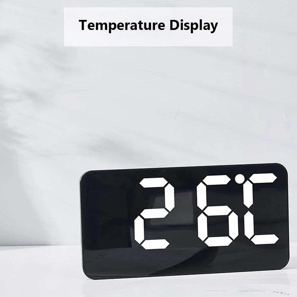 12/24H Digital Wall Clock Date/Week/Time Large Display Adjustable Brightness Alarm Clock Desk Clock (21.5x11x3cm)