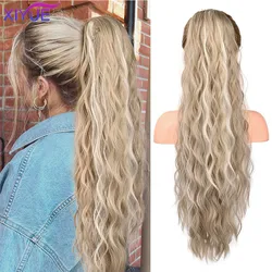 XIYUE peluca trenzada para mujer, cabello largo de ondulación de agua, cola de caballo de onda Natural, cola de caballo con cordón