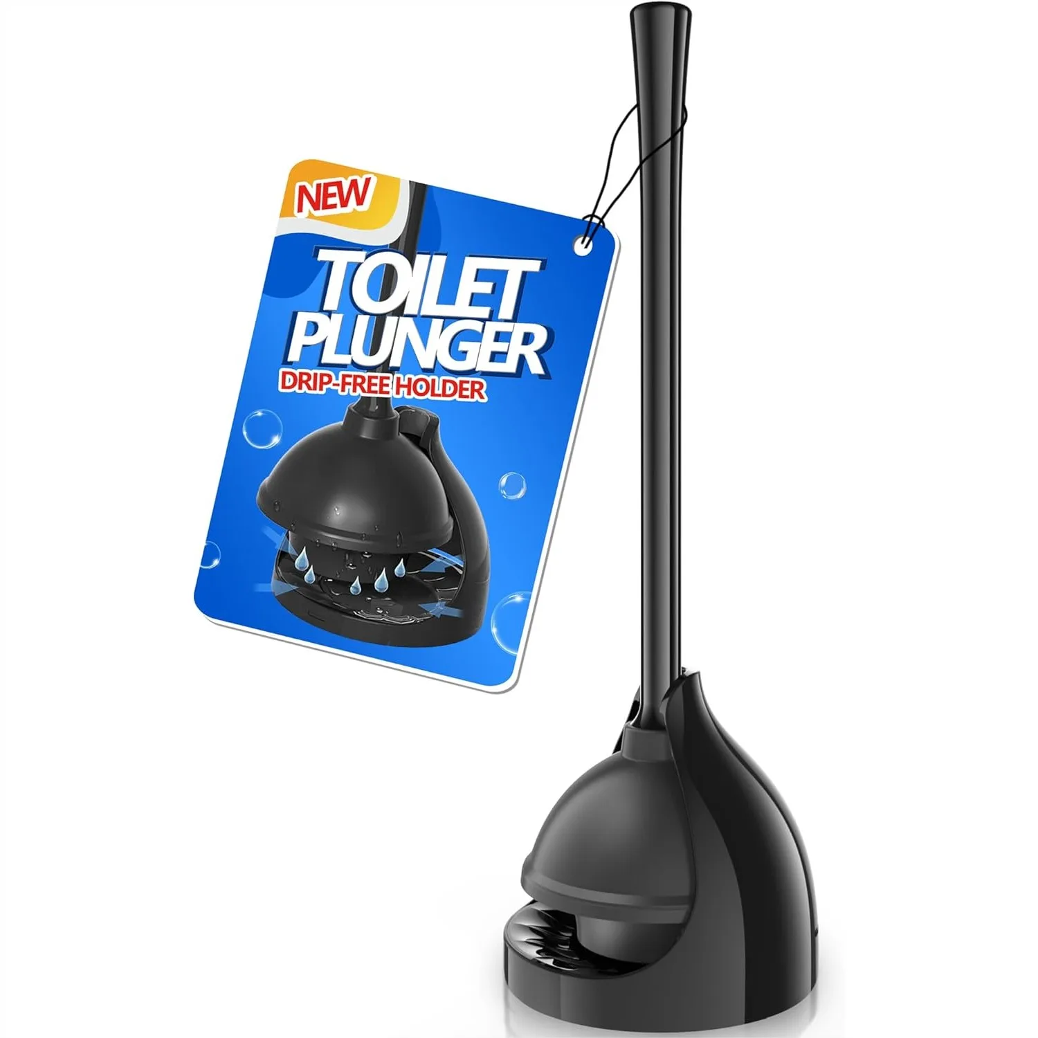 

Heavy Duty Toilet Plunger with Holder for 5.7-Inch Drain, Toilet Plunger and Holder Combo for Bathroom Cleaning