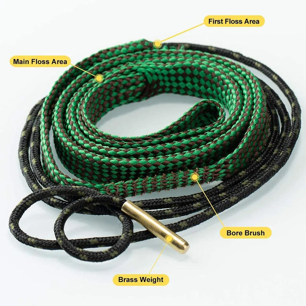 Hunting Gun Bore Cleaner Rope .22 Cal.223 Cal.38 Cal& 5.56mm 7.62mm 12GA Rifle Cleaning Brush Kit Tool Rifle Barrel Calibre Rope