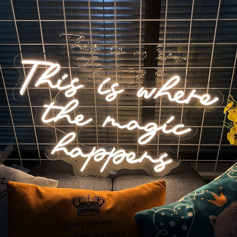 2023 This Is Where The Magic Happens Neon Sign Bedroom LED Light Wedding Backdrop Birthday Party HOME Club Bar Wall Neon Light