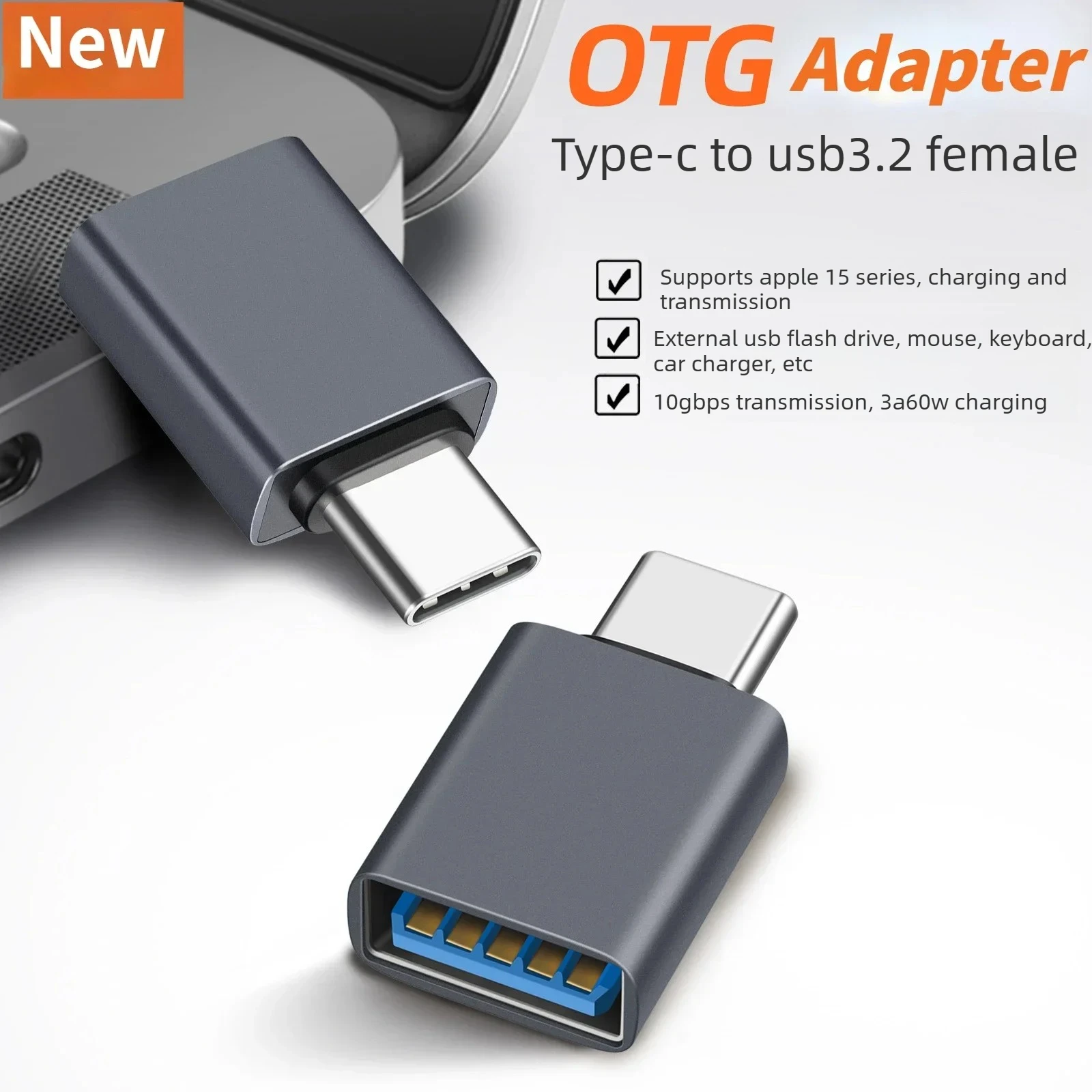 OTG USB C Adapter Extender USB 3.2 To Type C Phone PC Computer Converter Fast Charging 10Gbps High-speed Transmission Connectors