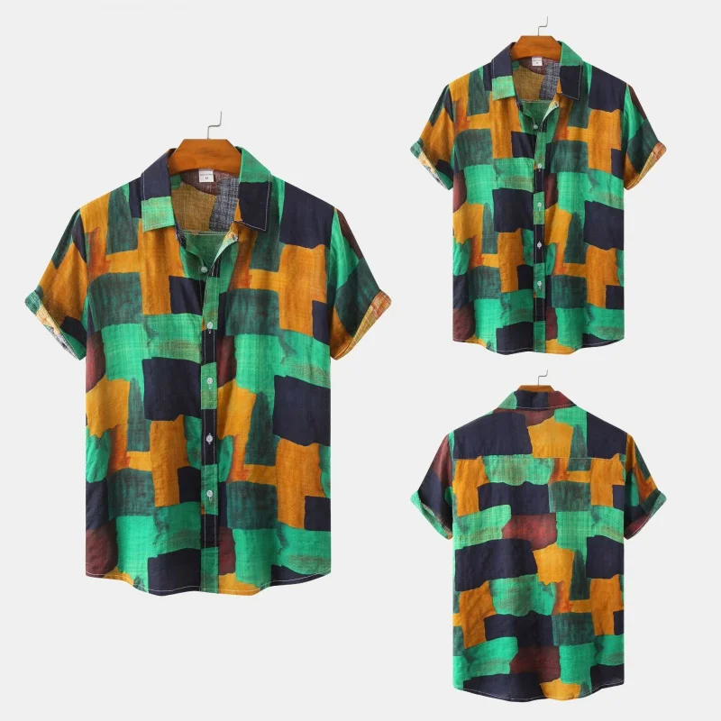 

SZYL-Men's Hawaiian Printed Short Sleeve Beach Shirt, Popular Summer Shirt, New