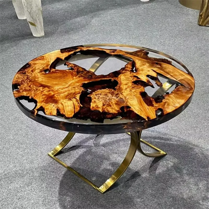 Product Live edge Epoxy Round Side Table Home Coffee & Center Table Living Room Epoxy Resin Table