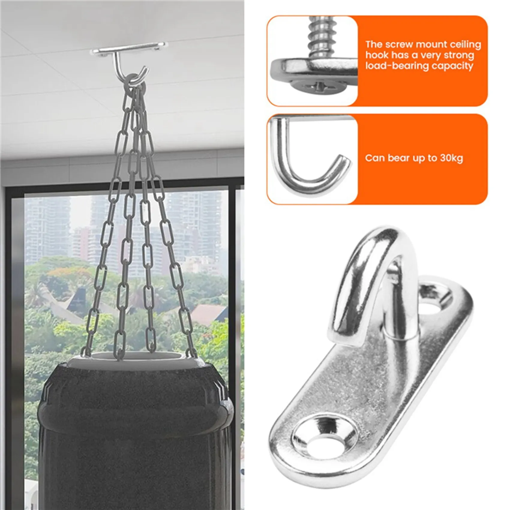 Unique! 6 Pack Stainless Steel Ceiling Hooks M5 Oval Open Hooks Pad Eye Plate Anchor Screw Wall Mount Hook for Plant Basket
