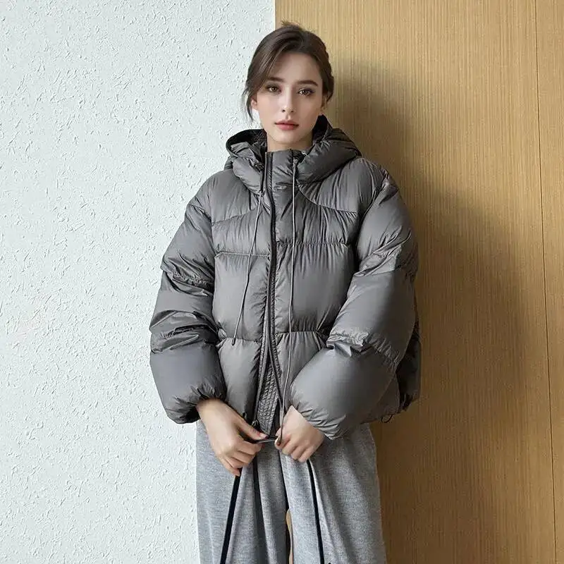 

Новая зимняя женская утепленная куртка-пуховик с капюшоном в корейском стиле, прямого кроя, белая