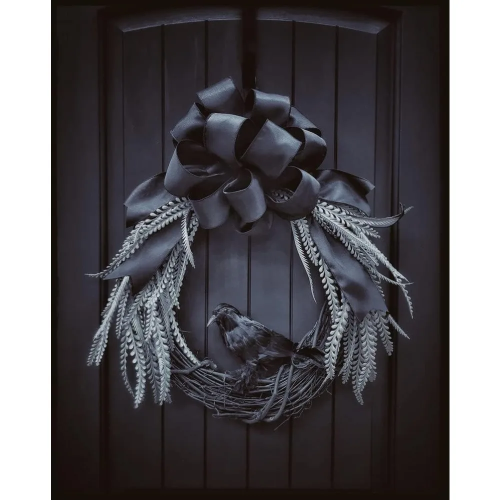 

That Blooms on A Mysterious NightFront Door Wreath, Halloween Wreath, Gothic Home Decor, Wall Decoration, Black Home Decor