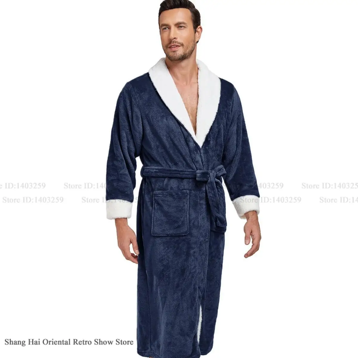 

Winter Warm Men Long Robe Sleepwear Thicken Flannel Kimono Gown Bathrobe Home Clothing with Pocket Soft Coral Fleece Lounge Wear