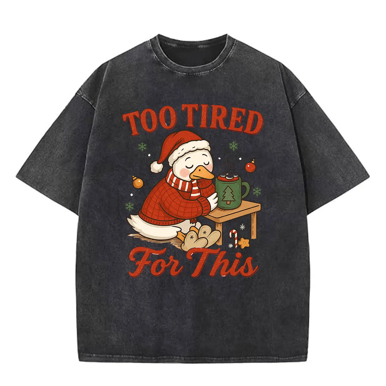 

Goose with a Bow Tie Oversized Washed Graphic T-Shirt, 100% Cotton Streetwear Tee for Men, Vintage Hip Hop Loose Fit Tops