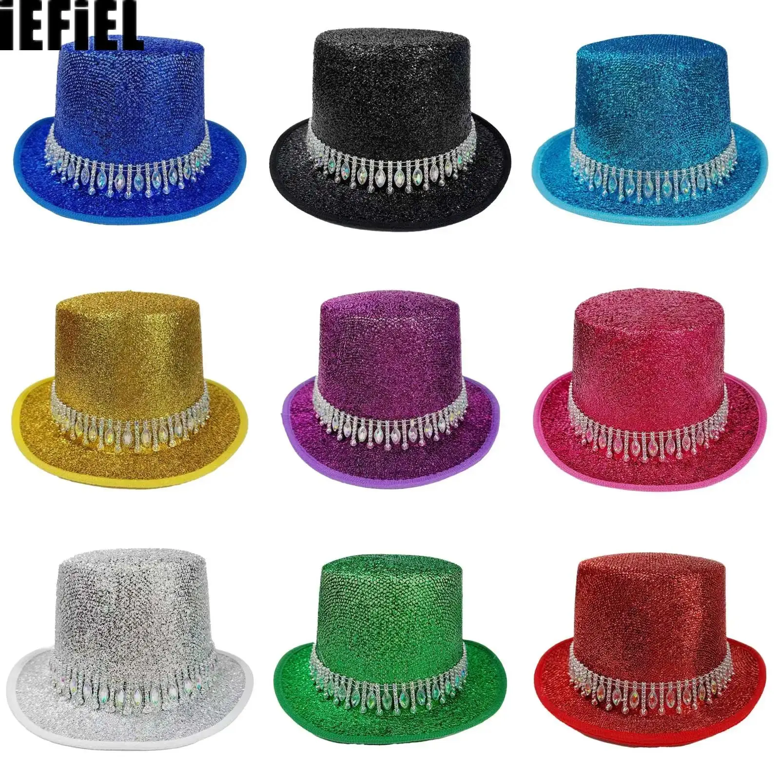 

Adult Cosplay Magicians Hat with Rhinestones Belt Tall Hat Cosplay Costume for Adult Theme Party Stage Performers