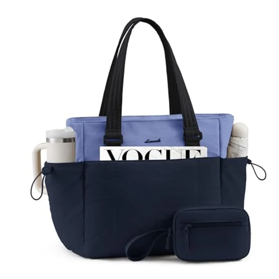 

LOVEVOOK Tote Bag for Women Puffy Work Tote with Large Cup Holder Quilted Laptop Bag Travel Tote Shoulder Bag Handbag