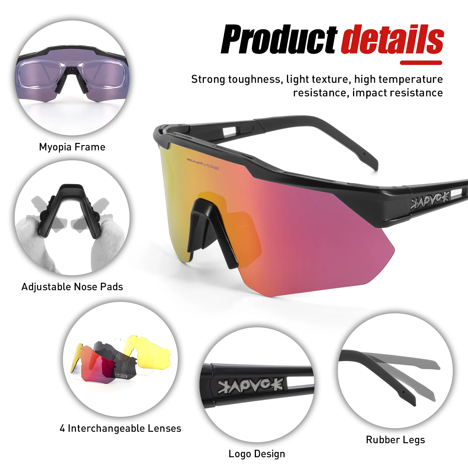 Kapvoe Photochromic Sunglasses Cycling Glasses Polarized MTB Goggles Women Outdoor Bike Sports Man UV400 Riding Bicycle Eyewear