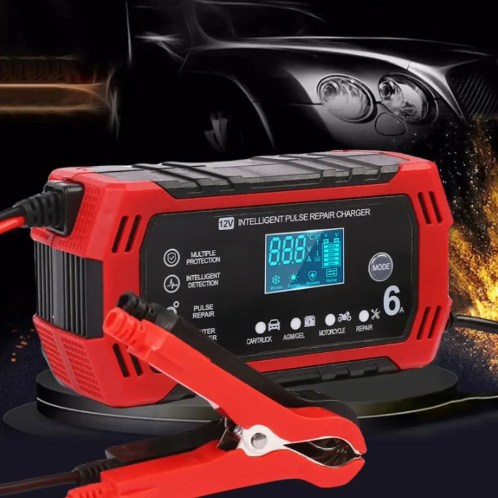

12 Volt 6 Amp Car Battery Charger with LCD Display Compatible with For Cars Trucks Motorcycles and Marine Batteries