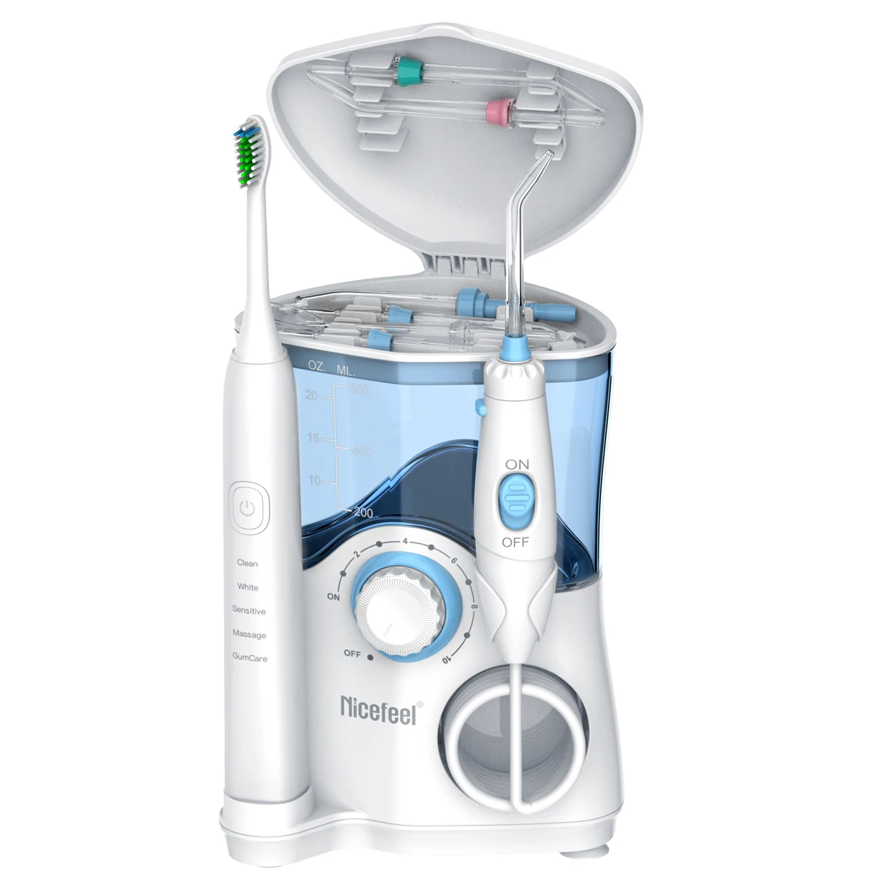 Nicefeel Double Function Two in One Design Water Flosser Shower with Electrical Toothbrush