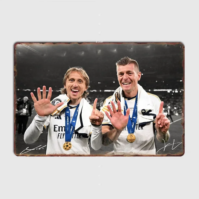 Toni Kroos And Luka Modric Football Player Retro Metal Sign Poster Garage Room Decor Club Bar Custom Tin Home Decor Wall Decor