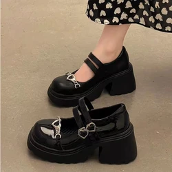 Women Platform Loafers New Fashion Pearl Mary Janes Round Toe Oxford Shoes Female Casual Buckle Ladies Black Thick Bottom Shoes