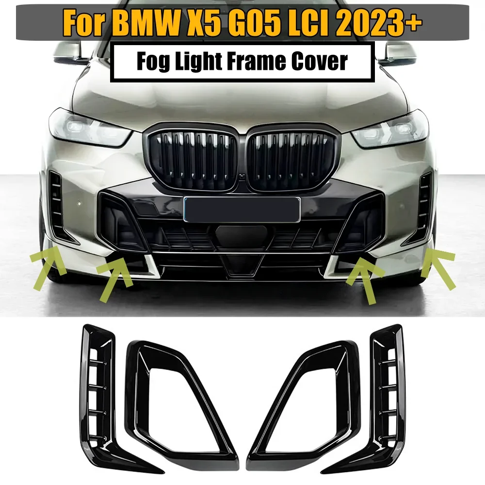 

Передний бампер автомобиля в стиле поп, противотуманная фара, рамка, крышка для BMW X5 G05 M Sport LCI 2023-2024, противотуманная фара, комплект кузова, сплиттер, наклейка на решетку