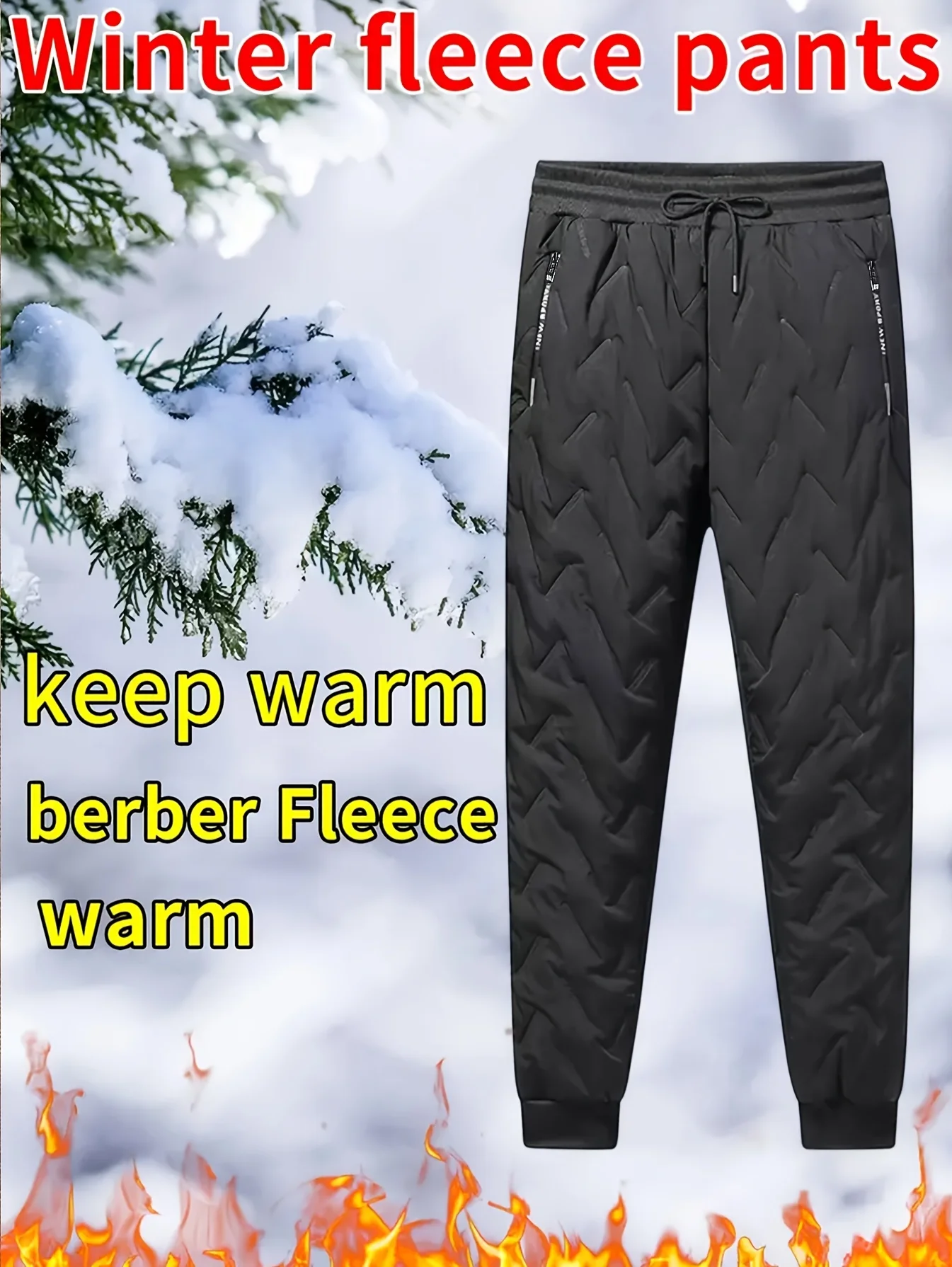 Sportliche Freizeit-Hose für Herren, Samt, verdickt, warme Winterhose, Kälteschutz-Hose, Thermohose, wattierte Kleidung, Herrenbekleidung. – Detail 2