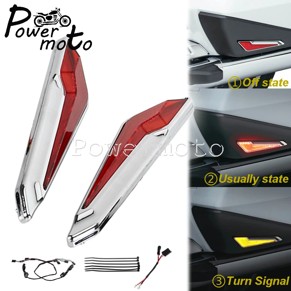 

Motorcycle LED Marker Light Turn Signal Lamp Side Saddlebag Inserts Chrome For Honda Goldwing 1800 Gold Wing GL1800 F6B 2018-Up