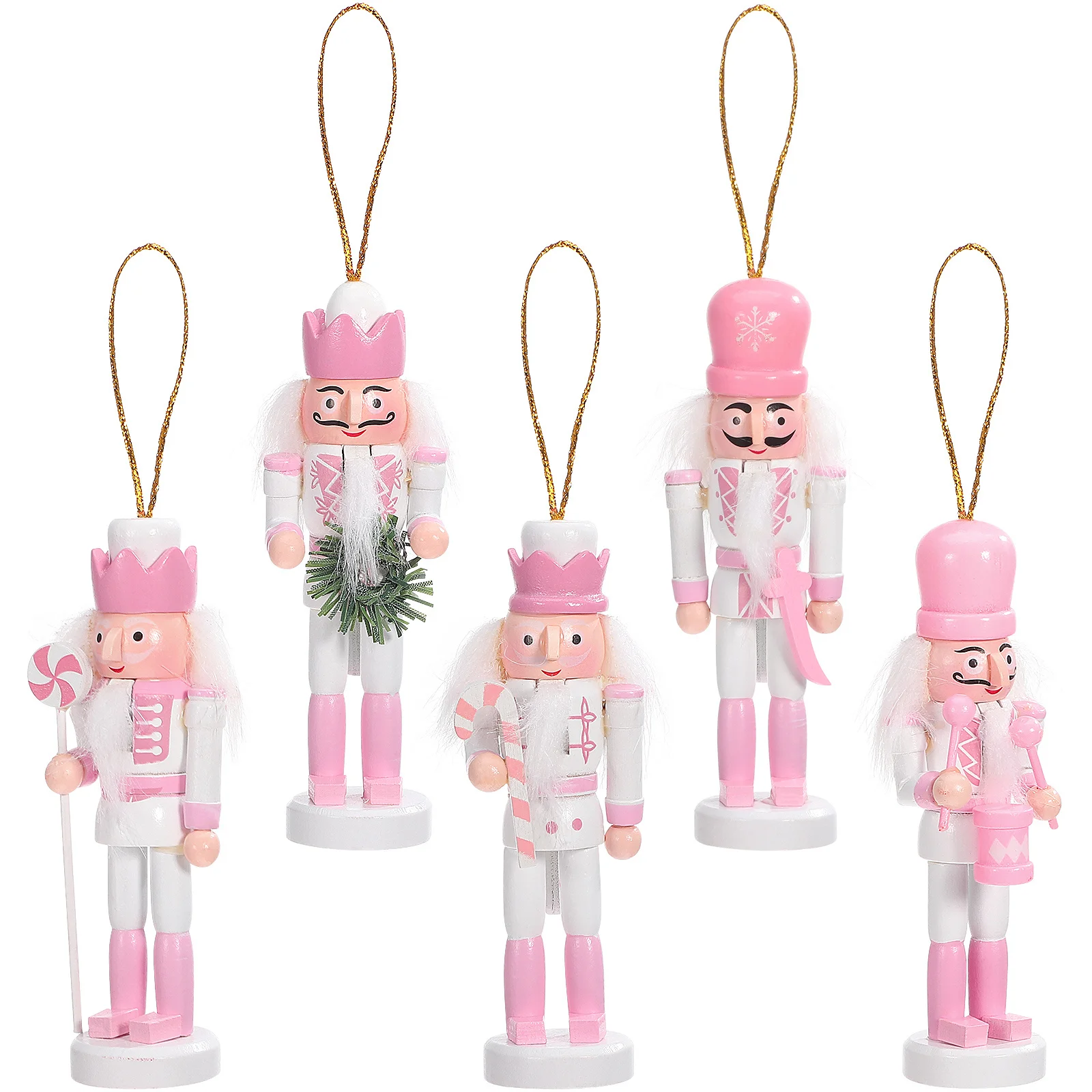 

5Pcs Christmas Nutcracker Figures Traditional Soldier Design Festive Holiday Decor for Home Office Xmas Window Door Hanging