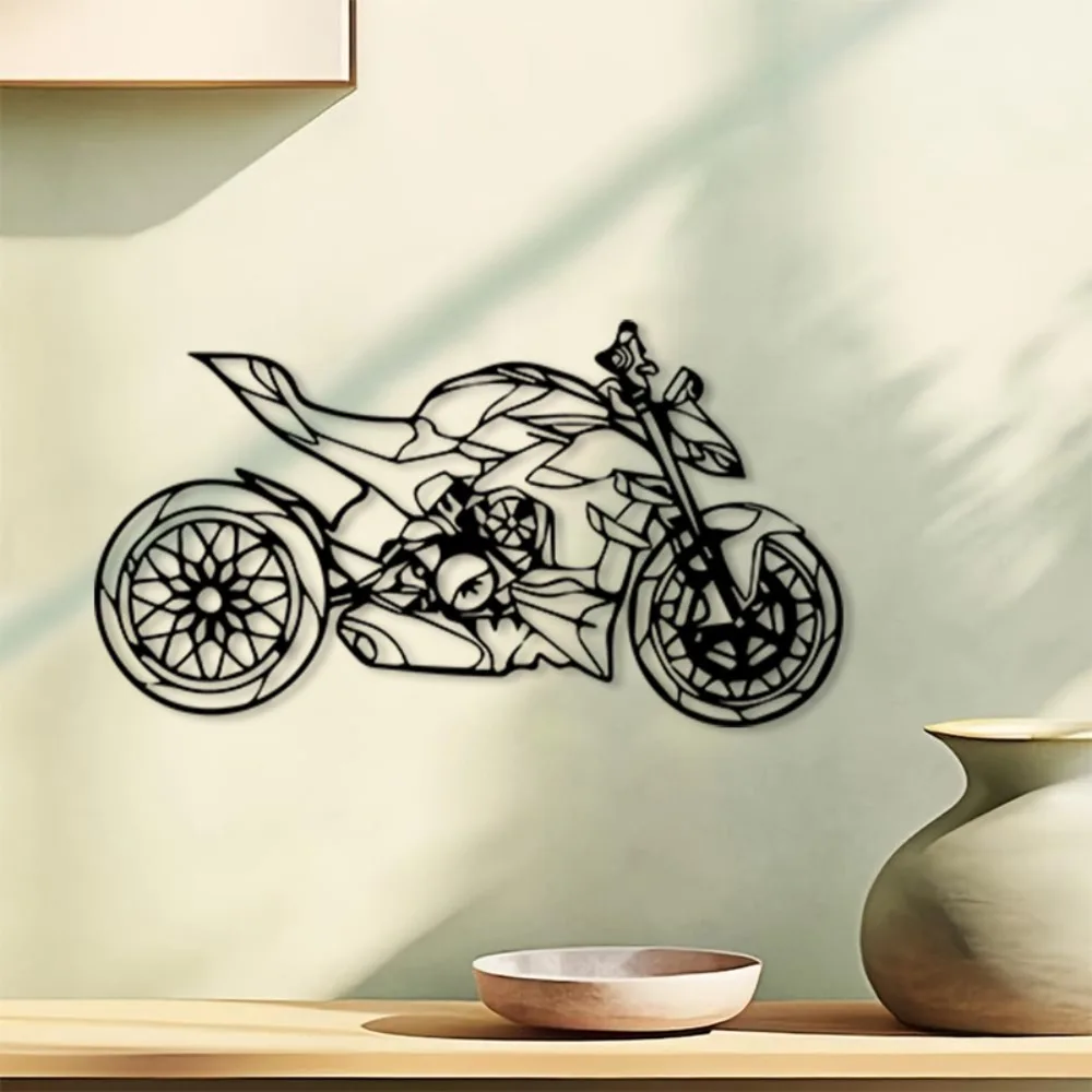 Brand Metal Motorcycle Wall Art Sculpture Mural Garage Decor Powder Coated Iron Craft Living Room Gift - view 3