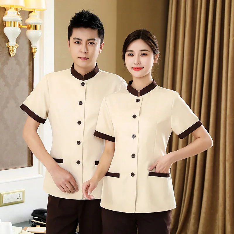 

Work Female Hotel Room Attendant Summer Clothes Property Aunt Cleaning Service Uniform Short Sleeve Sh