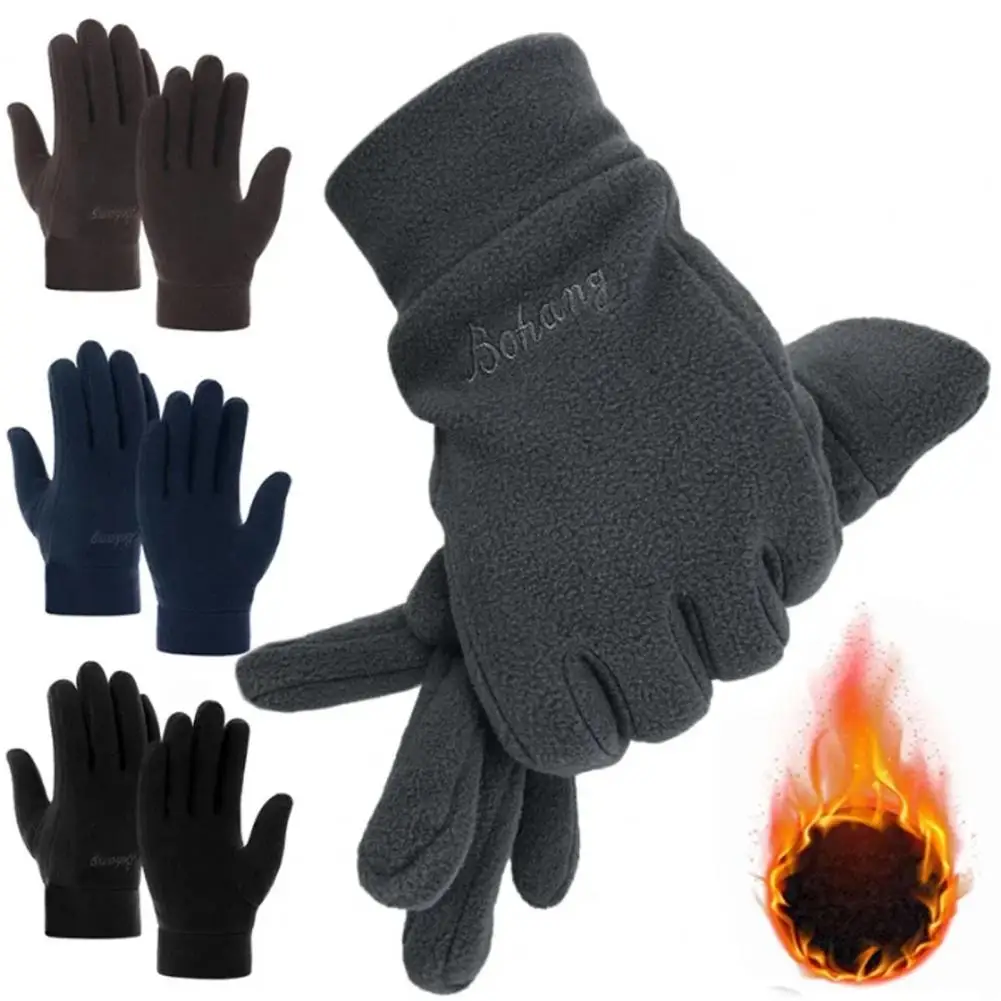 

1 Pair Winter Polar Fleece Gloves Men Women Warm Outdoor Cycling Driving Gloves Windproof Non-Slip Soft Thickened Gloves 2026
