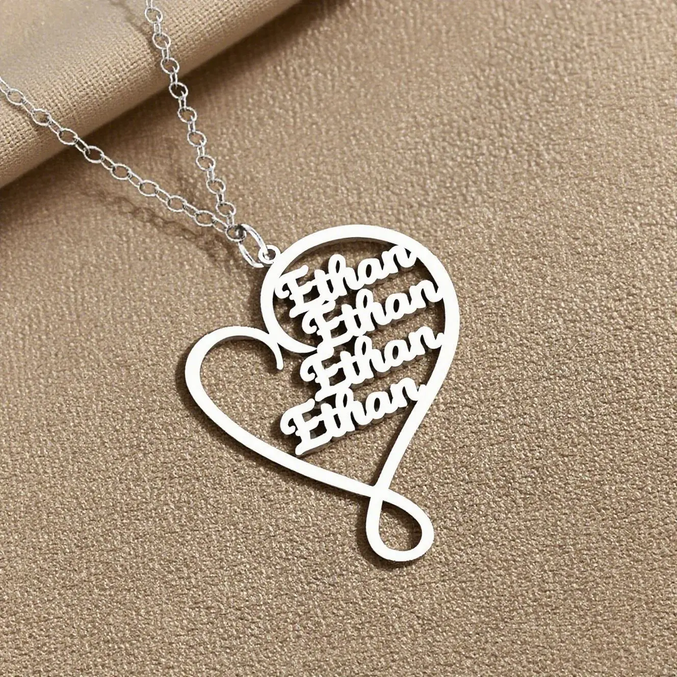 Luxury Personalized Multiple Names Family Heart Necklace Stainless Steel Diy Pendant Jewelry Rose Gold Gold Plated Gift For You