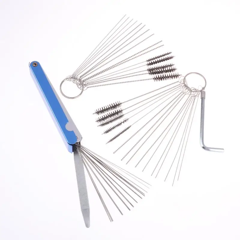 1 مجموعة أداة تنظيف المكربن الكربون الترابية جت إزالة تنظيف الإبر فرش للسيارات دراجة نارية ATV لحام Carb بالمنشار #3