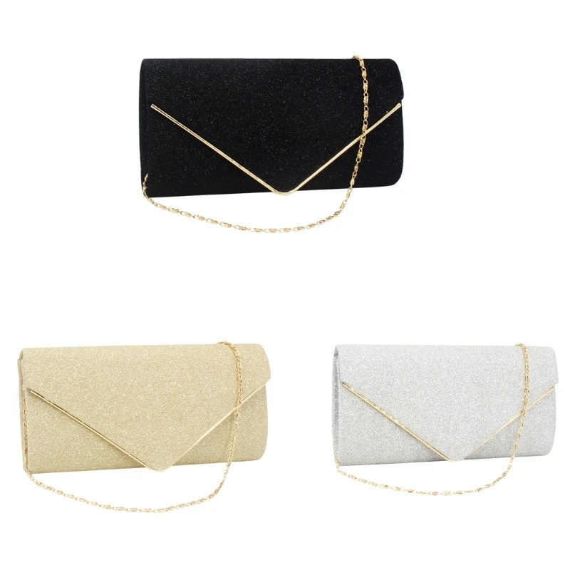 Stylish Evening Clutch Bag for Women Girls Glitter Crossbody Bag Wedding Purse 066F