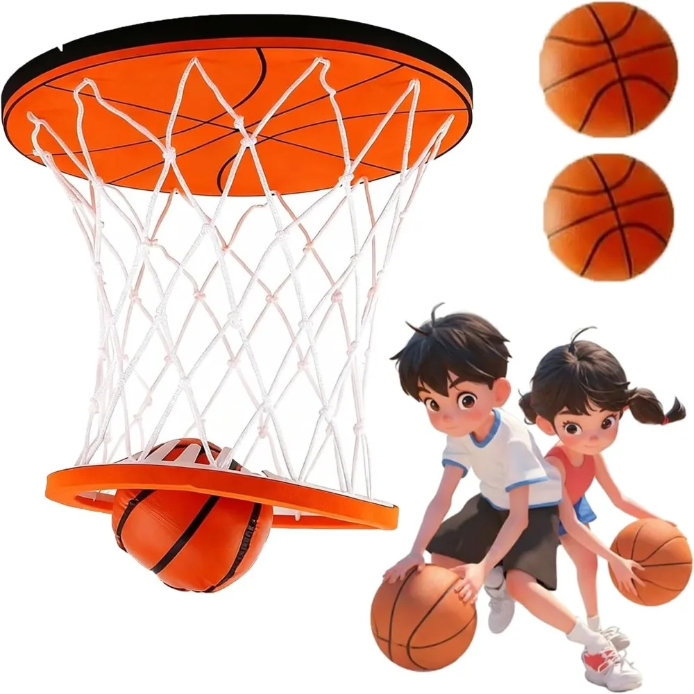 Canestro da basket per interni sospeso arancione, gioco antistress con rete e soffitto a sfera, canestro da basket per interni, nessun montaggio richiesto