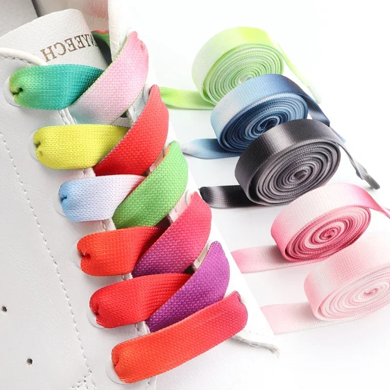 Rainbow Gradient Flat Shoelaces 1.2CM Width Shoe Laces for Sneakers Casual Shoelace for Women Man Shoestrings 100/120/140CM