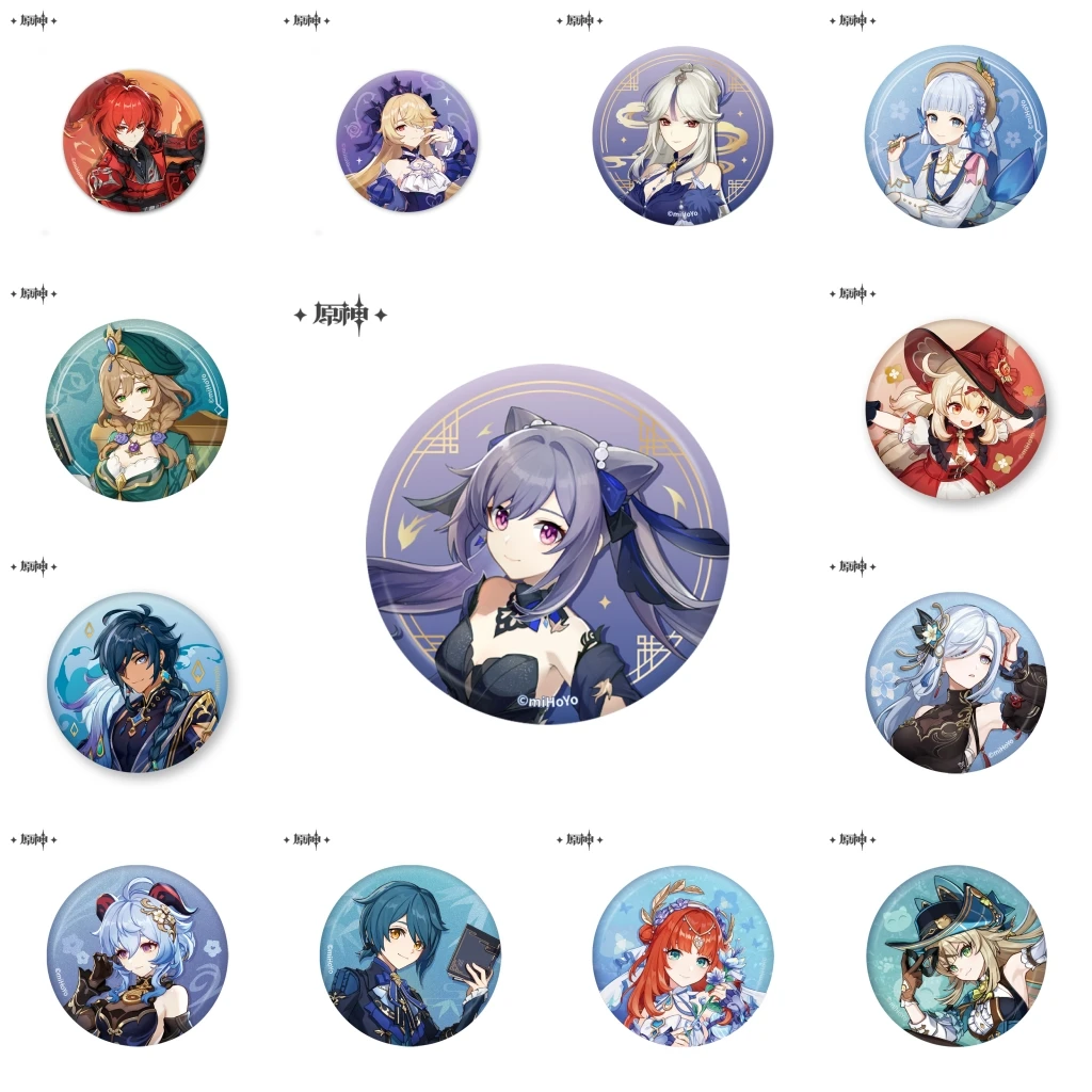 

Игра Genshin Impact Teyvat Diluc Fischl Kamisato Ayaka Shenhe Nilou Kirara значок для косплея булавка SPTE жесть брошь реквизит ﻿