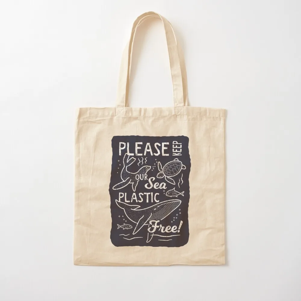 

Please Keep Our Sea Plastic Free - Marine Animals Tote Bag Gift bags canvas shopping bag tote bag women Canvas Tote