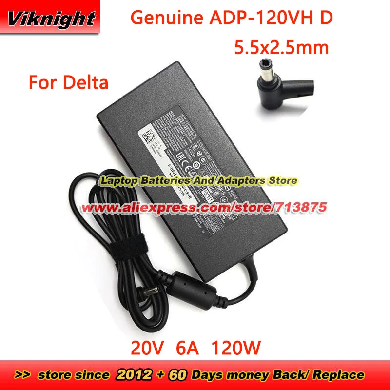 Genuine Delta ADP-120VH D AC Adapter 20V 6A 120W Charger for MSI GF63 Series System76 Meerkat PN53 with 5.5x2.5mm