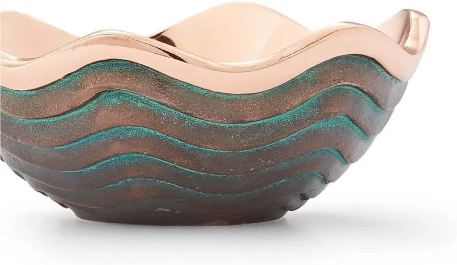 10 Inch Copper Canyon Fruit Bowl Scalloped Edge Decorative Serving Basket Scalloped Metal Bowl Kitchen Counter Table Mantel Decor Copperplated Alloy 2.5 Quart Salad Serving Bowl Brown
