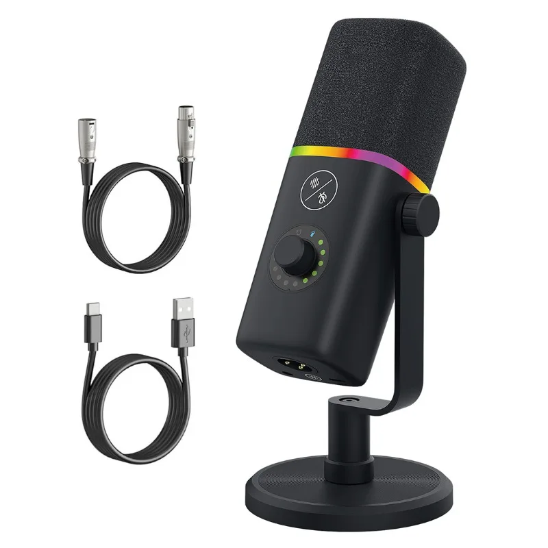 

Performance Computer microphone for PC Streaming gaming USB mic and Recording with Noise-Cancelling Dynamic Pickup RGB Lighting