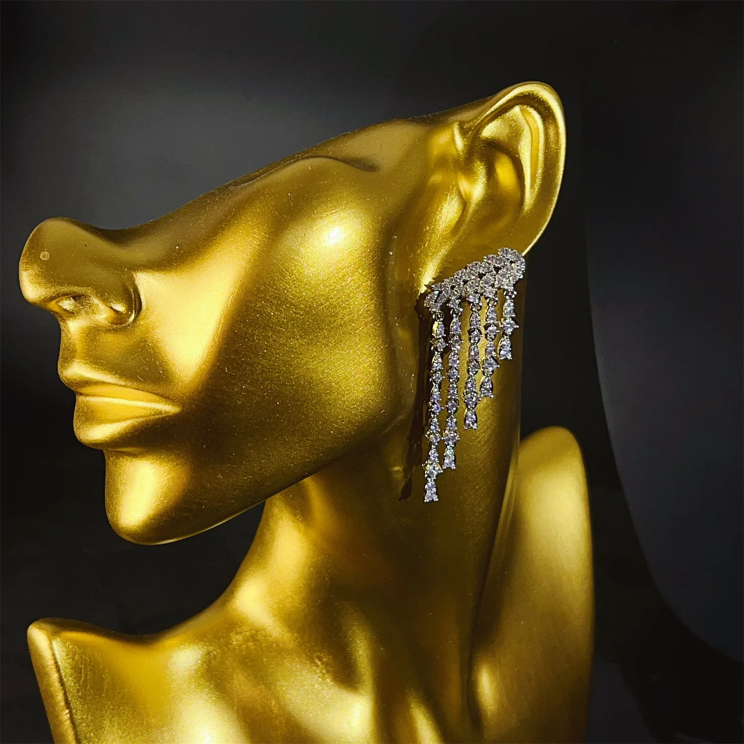 Long glitter white fringed earrings women's everyday wear accessories jewelry suitable for dating holiday wedding prom gift E342