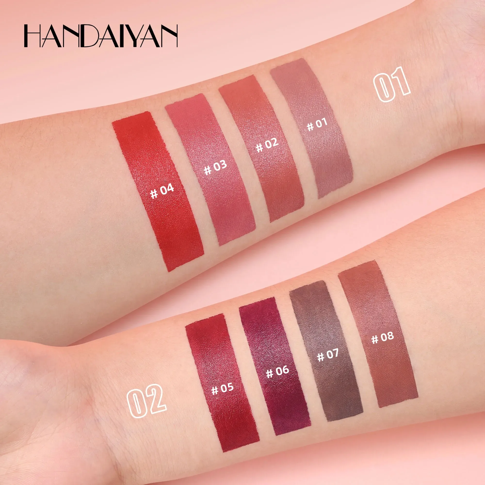 ชุดลิปสติกและดินสอเขียนขอบปากแบบติดทนนาน กันน้ำ เนื้อแมทกำมะหยี่ ไม่เลอะ ติดทนนาน