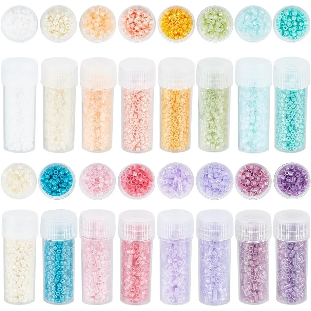 

80 г, 16 цветов, 12/0 бусины, объемные 2 мм, цилиндрические стеклянные бусины, разноцветные маленькие круглые свободные бусины-разделители для комплекта