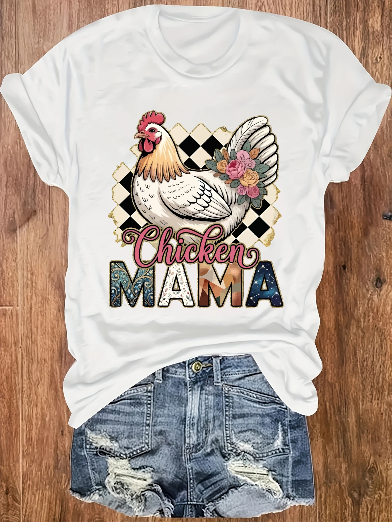 

Women's plus size tank top Chicken Mama Rooster Flowers Pattern Suitable for sports and daily wear Summer fashion top sleeveless