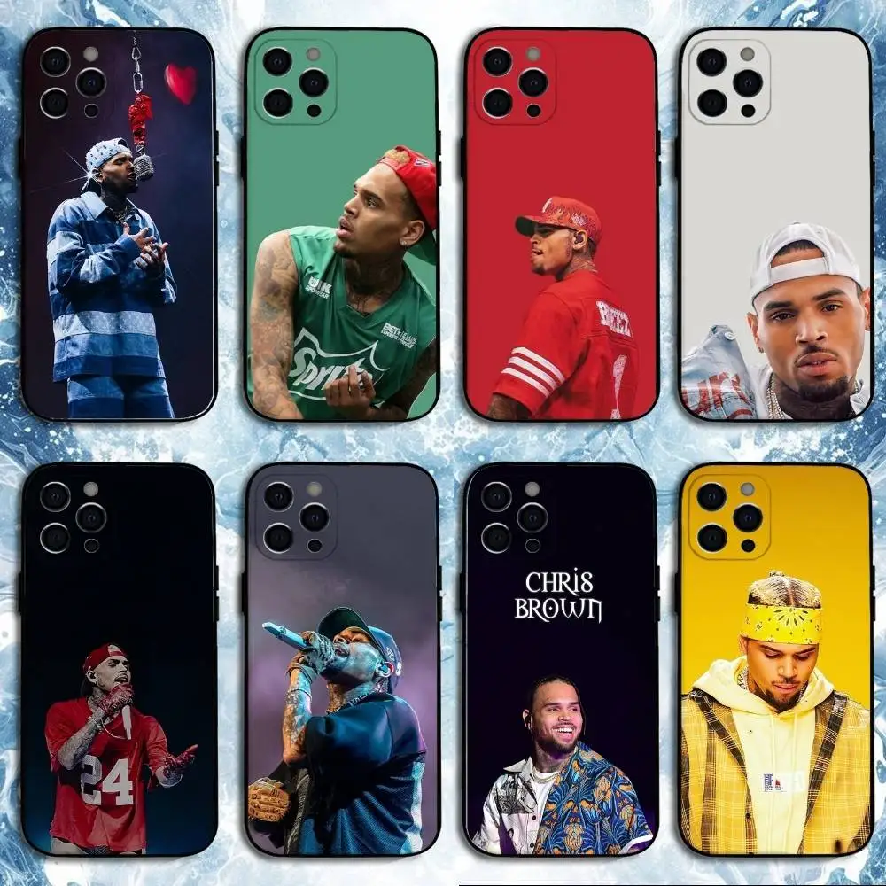 

Rapper C-Chris Brown Phone Case For iPhone 16,15,14,13,12,11 Plus,Pro Max, Soft Silicone Black Cover