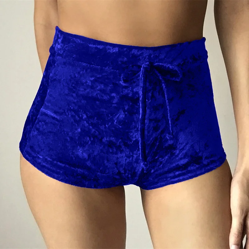 Shorts de cordão de veludo para senhoras, cintura alta, com renda, quadril, sexy, casual, inverno, novo, tamanho grande, 2022